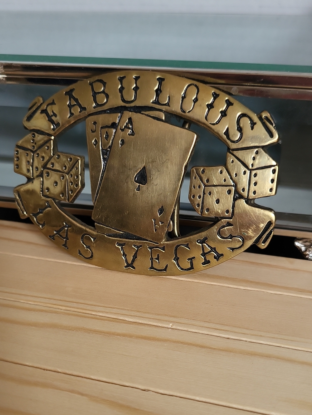 Vintage  Solid Brass  Las Vegas Belt Buckle  Casino  Black Jack